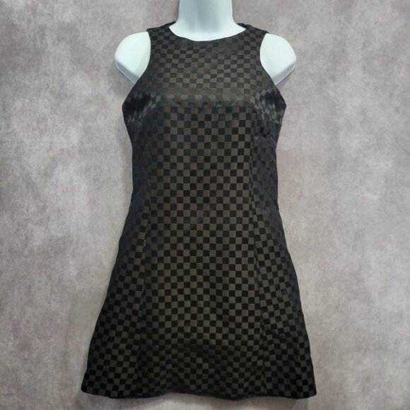 Vintage Jeanette Kastenberg Checkerboard Print Y2K Mini Dress Size 2 - Picture 1 of 12